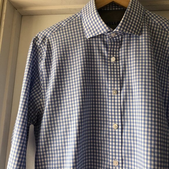 Twillory Other - Twillory Blue White Windowpane Check Button Front size 16 34-35 Tailored fit